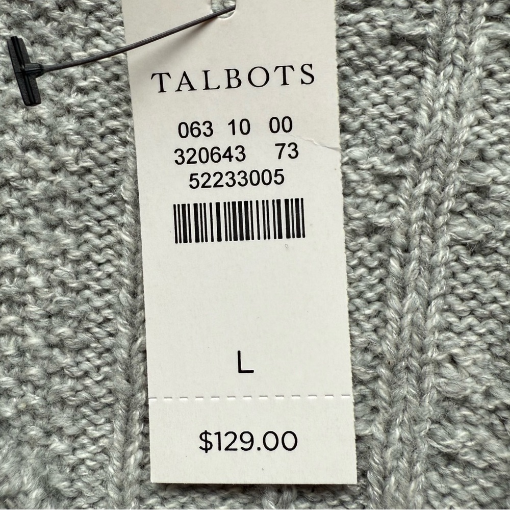 Talbots Oversized Cable Knit Poncho Sweater Gray Size L NWT - Picture 12 of 14
